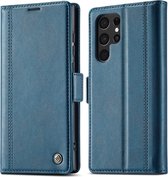 Classic Book Case - Samsung Galaxy S22 Ultra Hoesje - Blauw