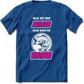 Als Ze Me Missen Dan Ben Ik Vissen T-Shirt | Roze | Grappig Verjaardag Vis Hobby Cadeau Shirt | Dames - Heren - Unisex | Tshirt Hengelsport Kleding Kado - Donker Blauw - M