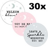 30x - Sluitsticker Geboorte - wensetiket - sluitzegel - baby - stickers 40mm - 3 soorten