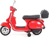 Elektrische Kinderscooter Vespa PX150 Piaggio Rood 12V met Koffer en Lederen zitting