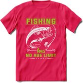 Fishing Has No Age Limit - Vissen T-Shirt | Groen | Grappig Verjaardag Vis Hobby Cadeau Shirt | Dames - Heren - Unisex | Tshirt Hengelsport Kleding Kado - Roze - XXL