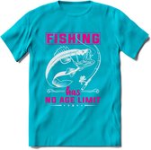 Fishing Has No Age Limit - Vissen T-Shirt | Roze | Grappig Verjaardag Vis Hobby Cadeau Shirt | Dames - Heren - Unisex | Tshirt Hengelsport Kleding Kado - Blauw - XL