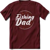 Fishing Dad - Vissen T-Shirt | Oranje | Grappig Verjaardag Vis Hobby Cadeau Shirt | Dames - Heren - Unisex | Tshirt Hengelsport Kleding Kado - Burgundy - S