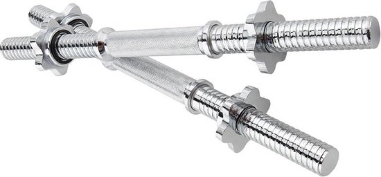 ScSPORTS® Dumbbellstangen - 2 stuks - Korte Halterstang - 48 cm - Diameter 30 mm - Schroefsluiting