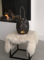 H&S Lantaarn - Glas met handvat - 19x19x23cm - Grijs - Windlicht - Vaas - Decoratie Vaas - Vaas voor plantje