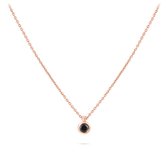 Gisser Jewels - Halsketting N1036RZ - ros̩goud verguld zilver - zwarte steen in gladomzetting -