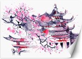 Trend24 - Behang - Japanse Pagodes - Behangpapier - Fotobehang 3D - Behang Woonkamer - 254x184 cm - Incl. behanglijm