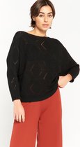 LOLALIZA Gebreide trui met crochet details - Zwart - Maat L/XL