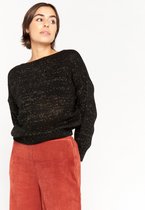 LOLALIZA Grof gebreide trui met lurex - Zwart - Maat XL