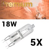 Premium G9 halogeenlamp - Halogeen - 18 watt - 18W - 230V - 230Volt - Insteek - Lichtbron - Binnen & Buiten - 5 stuks