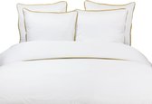 Fissaggio | Dekbedovertrekset Mist Tencel met Sunray Linnen Piping - 260x240cm knoopsluiting - Wit/Sunray - Slopen 65x65cm BE