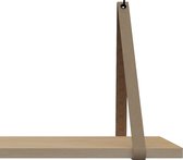 Leren Plankdragers - Handles and more® - 100% leer - TAUPE - set van 2 leren plank banden