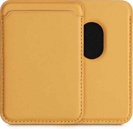 Porte-cartes kwmobile MagSafe compatible avec Apple iPhone 12 Series / iPhone 13 Series - Porte-cartes magnétique - Porte-cartes de crédit pour votre téléphone en jaune