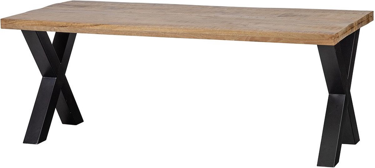Mangohouten Eettafel Columbus Rechthoek 160x90 cm (6cm) Mahom Industrieel - Dinertafel van Mangohout & Metaal - Industriële Eettafel