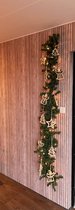 Kerstdecoratie 12 stuks XXL - 14x11x2 cm - hout kerstster - kerst engel - kerstboom - gouden glitter kersthanger - figuur - kerst slinger set van 12 - houten kerst decoratie - kers