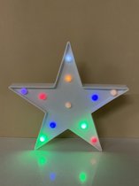 LED Kerst ster lamp met 11 led lampjes - Wit - 23 x 23 x 3 cm - gekleurd licht - Staand of wandmodel – IMPULS