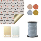 Luxe Cadeaupapier rollen - 6 stuks - Dubbelzijdig bedrukt - 30x200cm - Verjaardag, kinderen, vrolijk