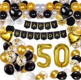 Partypakket® 50 Jaar Verjaardag Versiering - Goud/Zilver/Zwart - All-in-one Feestpakket - Ballonnen - Decoratie - Feestpakket - Verjaardag - Feest versiering