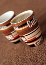 Dibond - Keuken / Eten / Voeding - Koffie - Coffée in bruin / wit / zwart - 120 x 180 cm.