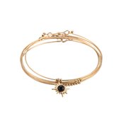 Meerlaagse gouden armband met zwart zonnemotief - Minimalistisch - 14K verguld - Dottilove.