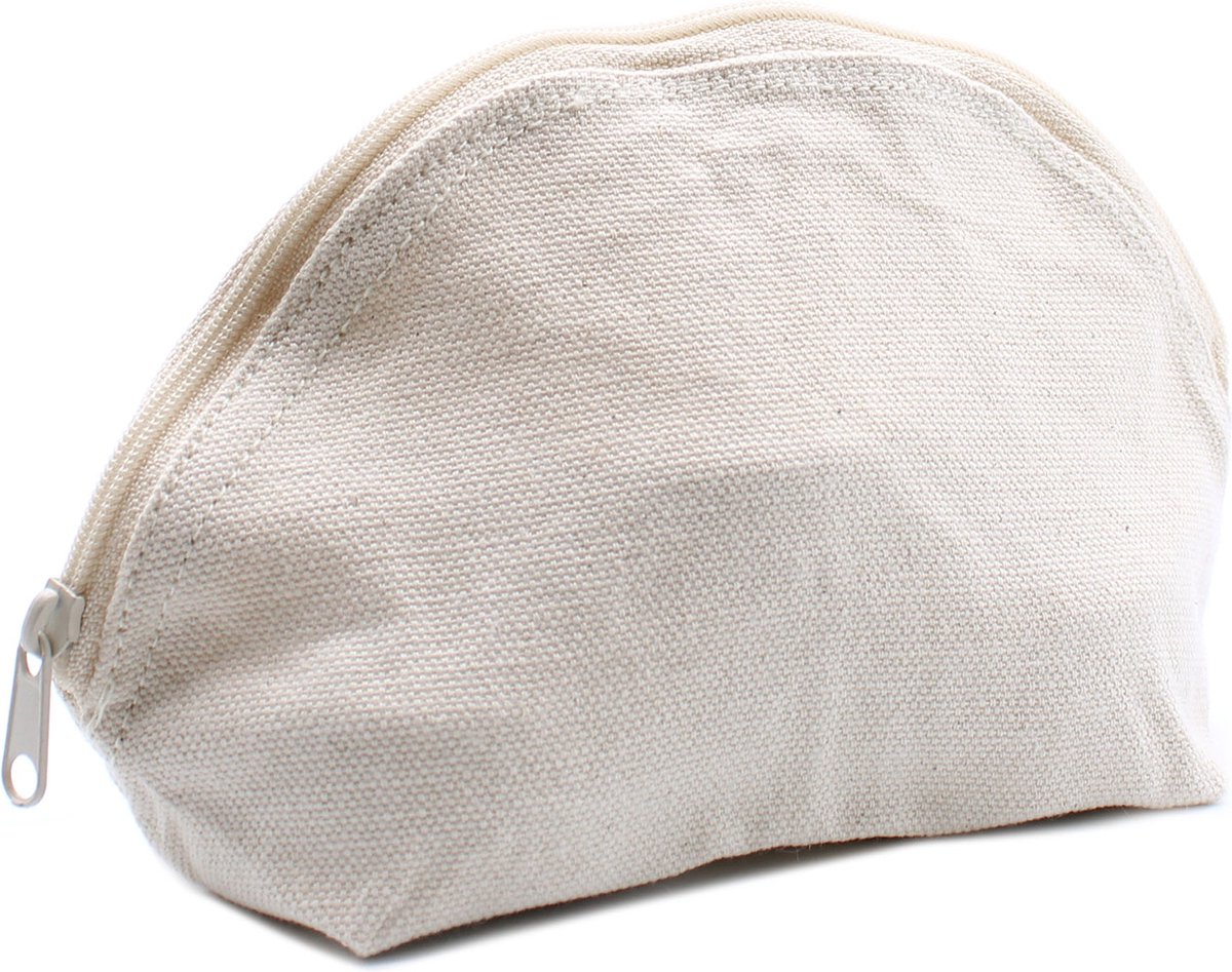 Toilettas van Natuurlijk Katoen - Beige - 285ml - Halve Maan - 18cm x 10cm x7cm