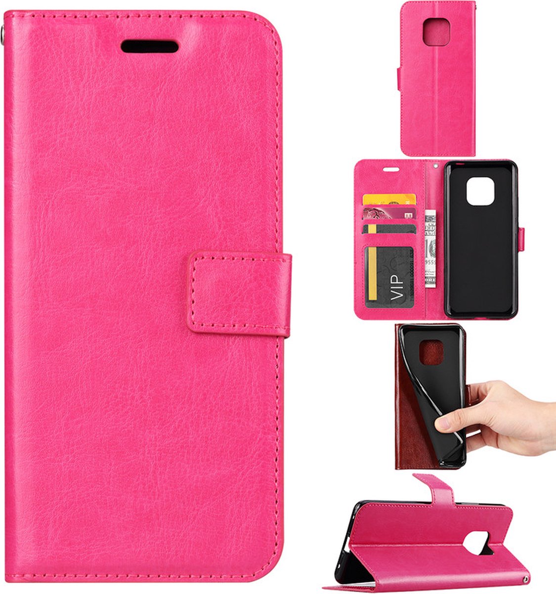 Bookcase Geschikt voor: Nokia XR20 5G - Roze - portemonnee hoesje