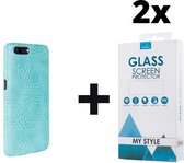 Backcover Slangenprint Fashion Hoesje iPhone 6 Plus/6s Plus Mintgroen - 2x Gratis Screen Protector - Telefoonhoesje - Smartphonehoesje