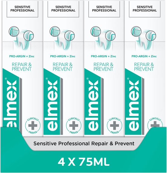 Elmex Sensitive Professional Tandpasta Repair & Prevent  4 x 75 ml - Voor Gevoelige Tanden - Voordeelverpakking