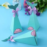 6 Luxe Traktatie Doosjes vis/Meermin - 14 x 7x 8 cm
