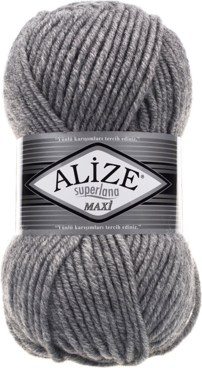 Alize Superlana Maxi 21 Grey Melange Pakket 5 Bollen 500 Gram