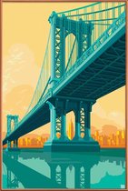 JUNIQE - Poster met kunststof lijst Manhattan Bridge New York City