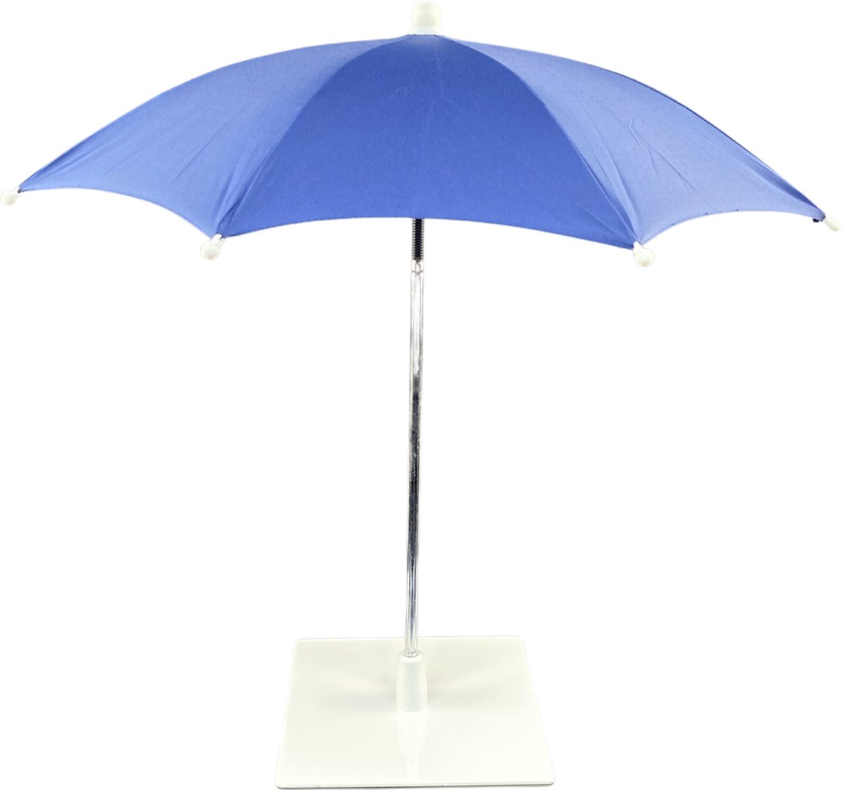 Tafel parasol Blauw van WDMT | mini parasol balkon | strandparasol | parasol met voet | zweefparasol | parasols | schaduwdoek | verzwaarde parasolvoet | drank koeler buiten | Blauw