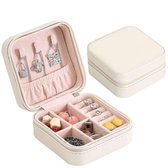 A&K Mini Sieradendoos 4 Compartimenten | Chique Sieradenbox voor Juwelen | Sieraden | Oorbellen | Ketting | Armband | Creme