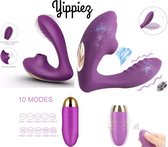 Yippiez Voordeel Duo Pack - Luxe 2 in 1 vibrator G-Spot & Clitoris luchtdruk stille vibrator 20 standen & Vibrerend Ei met Afstandsbediening 10 Standen - Dildo - Sex Toys -
