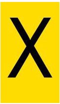 Mini letter X, geel zwart 21 x 56 mm - 12/vel