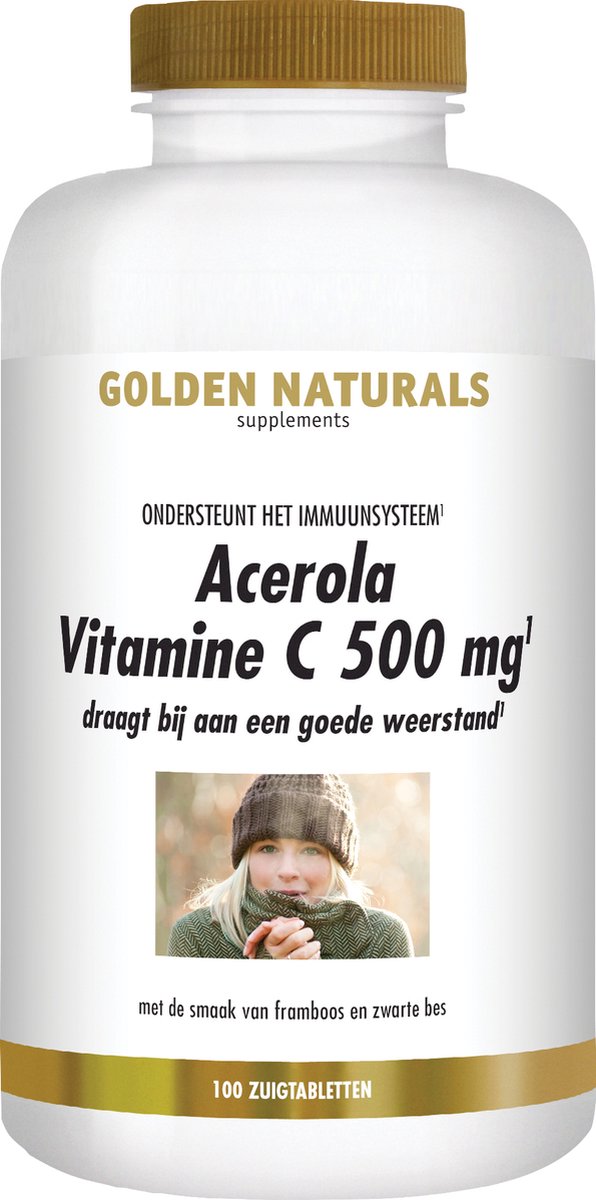 Goedkoopste Golden Naturals Acerola Vitamine C 500mg (100 veganistische zuigtabletten