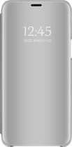 LuxeBass Hoesje geschikt voor Samsung Galaxy S21 Hoesje - Clear View Case - Zilver