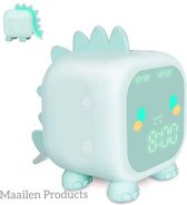 Maailen Products Sleep trainer - Réveil pour enfants - Dino - Veilleuse - Comprend un manuel - Rechargeable par USB - Sans fil - Vert