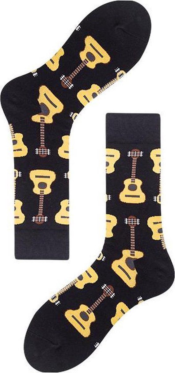 Akyol Sokken - Sokken met gitaar - muziek leraar - cadeau voor meester - 40-44 - Gitaar spelen - Afscheidscadeau - heren sokken maat 40-44 - leuke Gitaar sokken - Gitaar sokken voor dames en heren - sokken met gitaartjes erop – muziek - cadeau