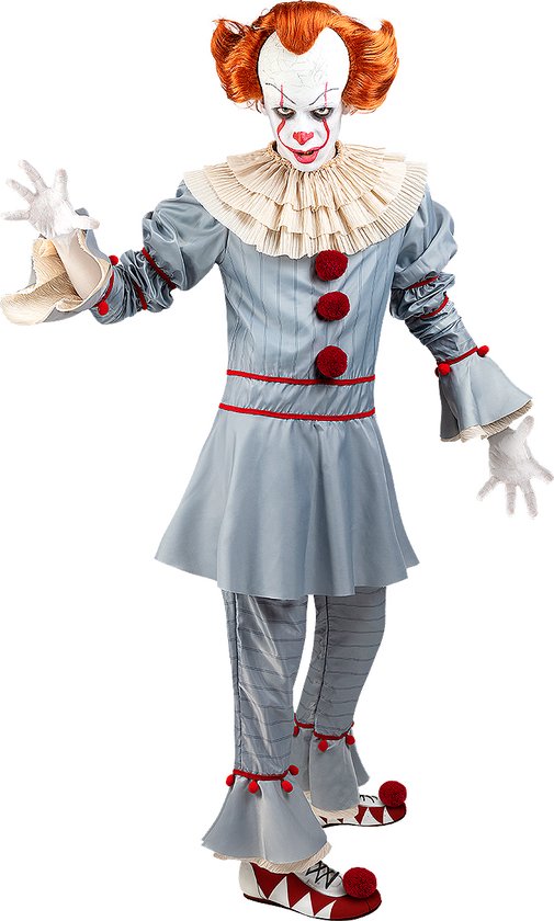 FUNIDELIA Pennywise Suit - IT: Chapter 2 for Men Pennywise - Taille: S - Grijs / Argent