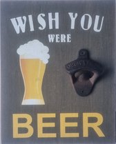 Wandopener fles opener hout Wish You Were Beer - Bier mancave verjaardag cadeau vaderdag kerst sinterklaas