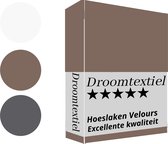 Droomtextiel Flanel Velvet Velours Hoeslaken Taupe Lits-Jumeaux 180x200 cm - Hoogwaardige Kwaliteit - Fluweel Zacht