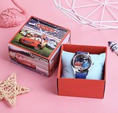 Horloge Racing met Cars afbeelding- Kinderhorloge in blisterverpakking - Rood - Unisex - Plexiglas - Siliconen - Rond - Polshorloge - Gesp