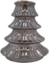 Housevitamin - Glazen waxinelichthouder kerstboom - Kerstdecoratie - Grijs - 16x17cm