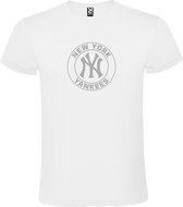 Wit T-Shirt met “ New York Yankees “ logo Zilver Size XL