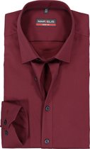MARVELIS body fit overhemd - mouwlengte 7 - bordeaux rood met ingeweven stipje - Strijkvrij - Boordmaat: 42