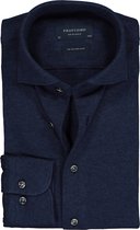 Profuomo slim fit jersey overhemd - knitted shirt pique - navy melange - Strijkvrij - Boordmaat: 44