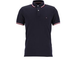 Tommy Hilfiger Core slim fit polo - heren polo met contrastbiezen - donkerblauw - Maat: S