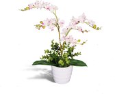 Kunst orchidee in pot - voor binnen - in pot - 50 cm - Moederdag cadeautje - wit/roze