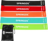 Springos Resistance Band - Fitness Elastiek - Weerstand Set - Fitness Elastiek - 5 stuks - Multicolor